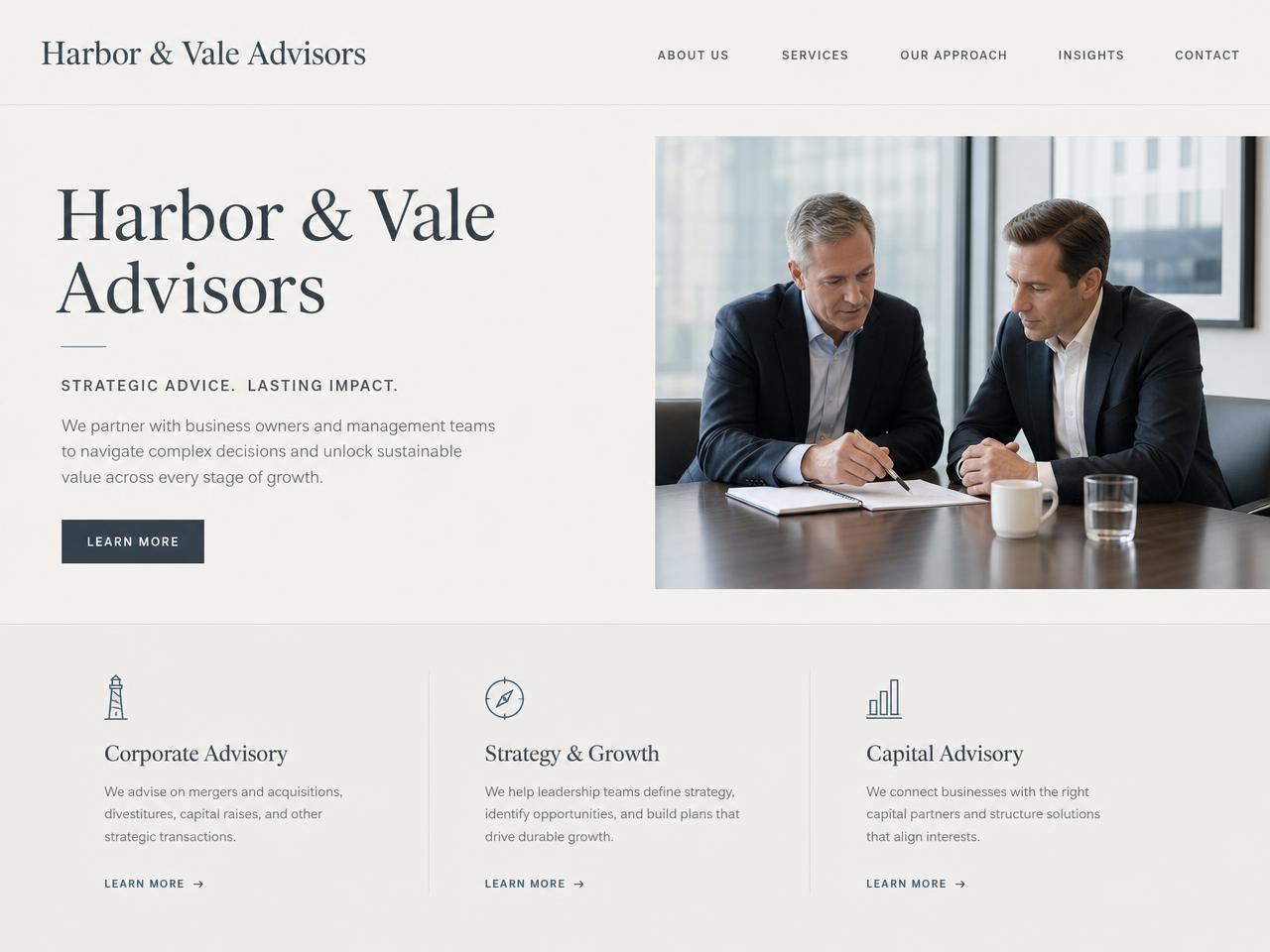 Professional Services website design concept
