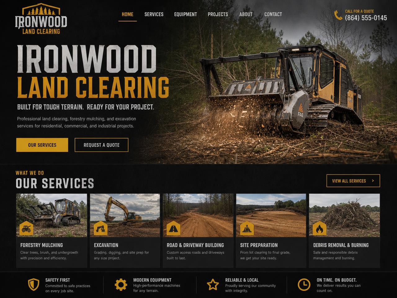Land Clearing website design concept