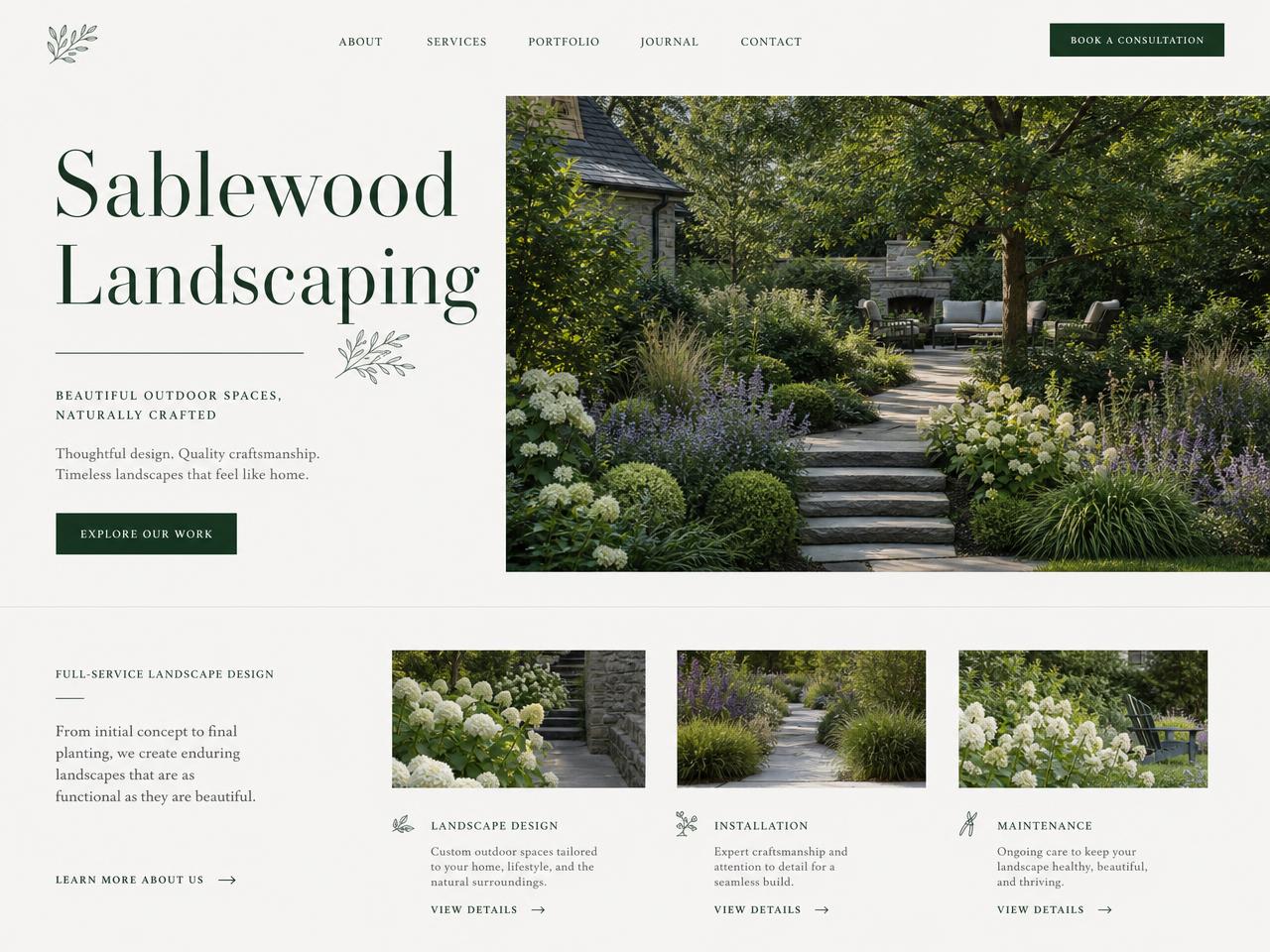 Landscaping website design concept