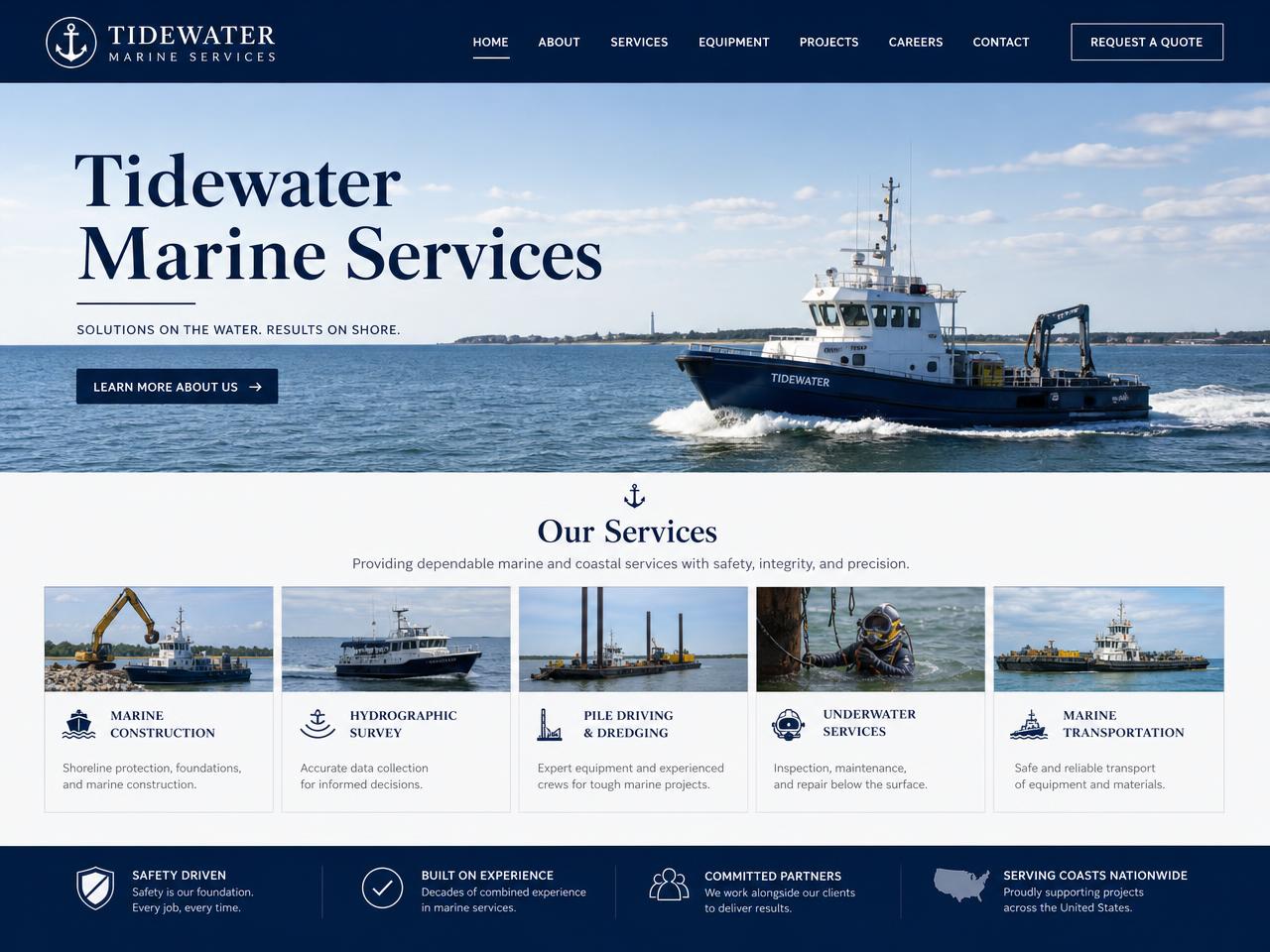 Marine Services website design concept