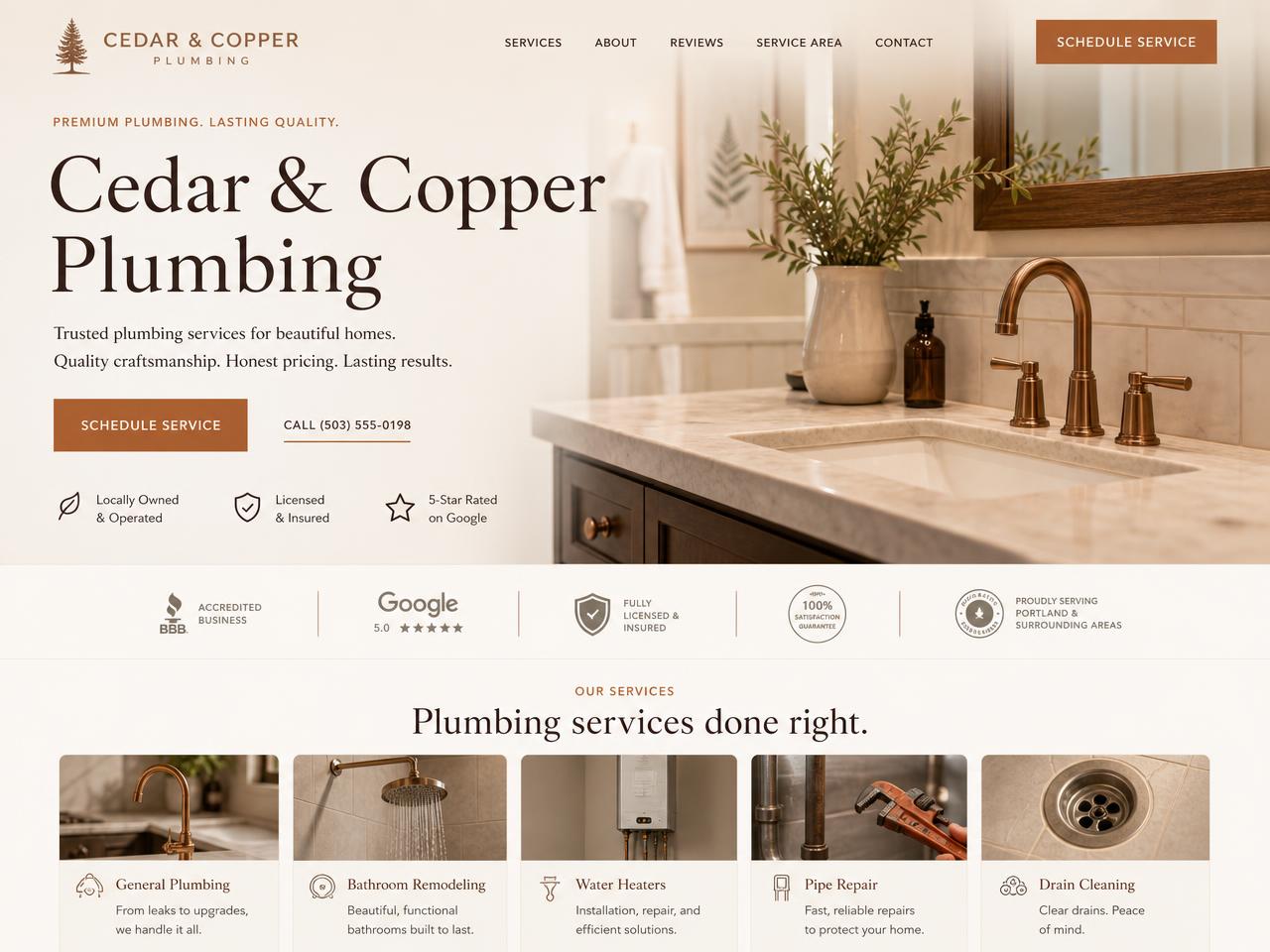 Plumbing website design concept