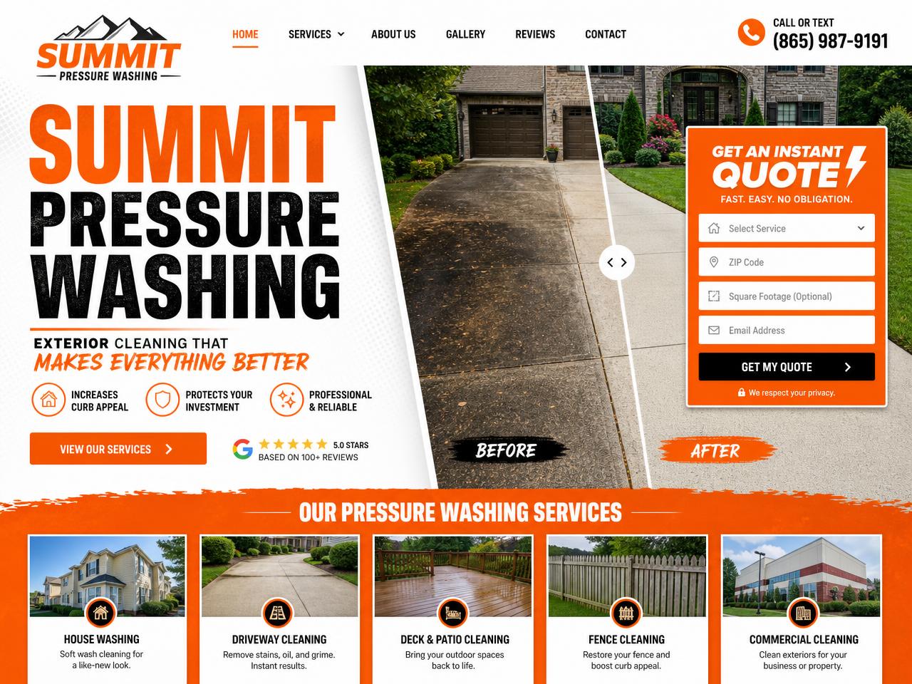 Pressure Washing website design concept